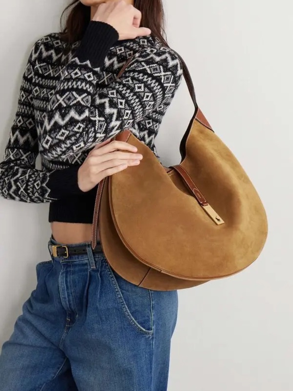 Polo ID Medium Suede shoulder Bag - Picture 2 of 10